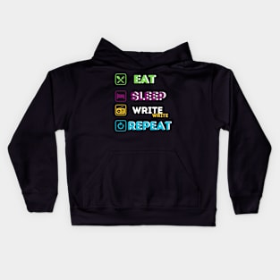 Funny eat sleep write repeat Kids Hoodie